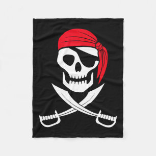 Pirate Skull Red Bandanna Sword Costume Gift Fleece Blanket