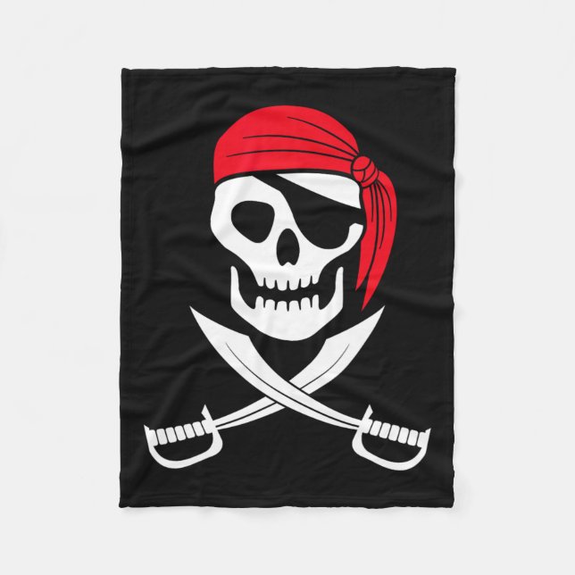 Pirate Skull Red Bandanna Sword Costume Gift  Fleece Blanket (Front)