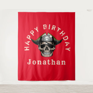 Pirate Skull Red  Tapestry