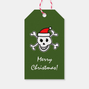 Pirate skull Santa Merry Christmas blank Holiday Gift Tags