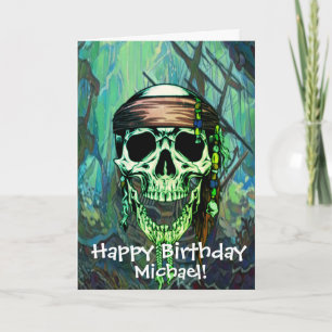 Pirate Skull Ship Captain Card