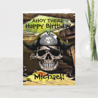 Pirate Skull Ship Captain Card