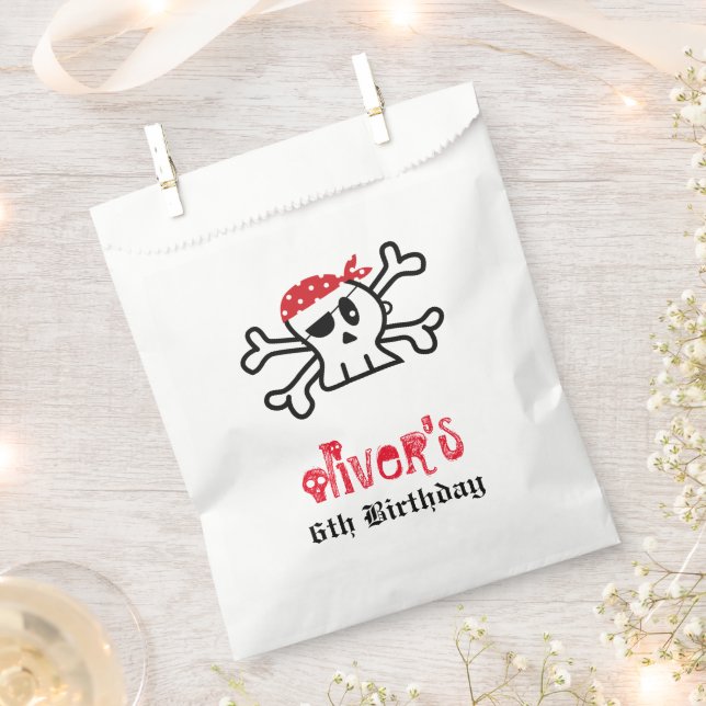 Pirate Skull Skeleton Boy Birthday Party Favour Ba Bags (Clipped)