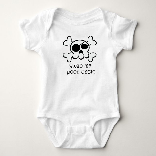 Pirate Skull Swab Me Poop Deck Baby Bodysuit (Front)