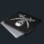 Pirate Skull & Sword Crossbones Laptop Sleeve<br><div class="desc">* Be ye ready fer 'Talk Like A Pirate" Day, ye scallywag. * Three size options. * Change the black background colour to a colour of your choice. * Choose font style, colour, size and placement of text to personalise. * Click the CUSTOMIZE button to get started. * Currently, this...</div>