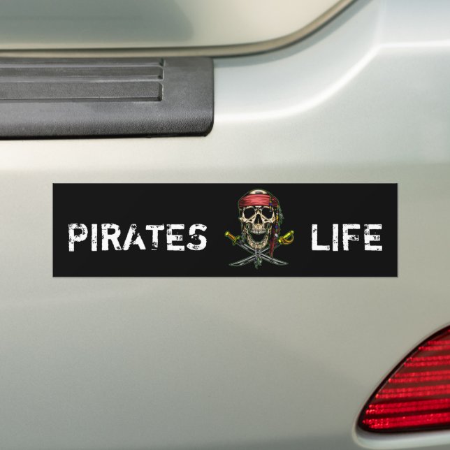 Pirate SKULL SWORD Legend Black  Bumper Sticker (On Car)