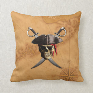 Pirate Skull Swords And Map Cushion