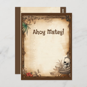 Pirate Skull Talk like a pirate birthday Postcard