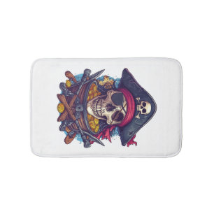 Pirate Skull Treasure Bath Mat