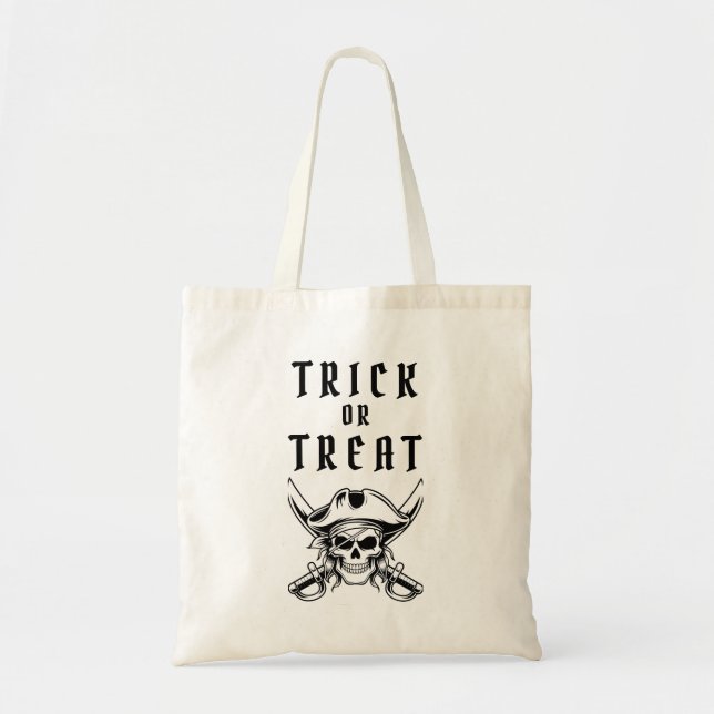Pirate Skull Trick Or Treat Halloween Tote Bag (Front)