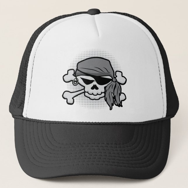 Pirate Skull Trucker Hat (Front)