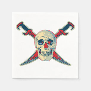 Pirate (Skull) - White Standard Cocktail Paper Nap Napkin