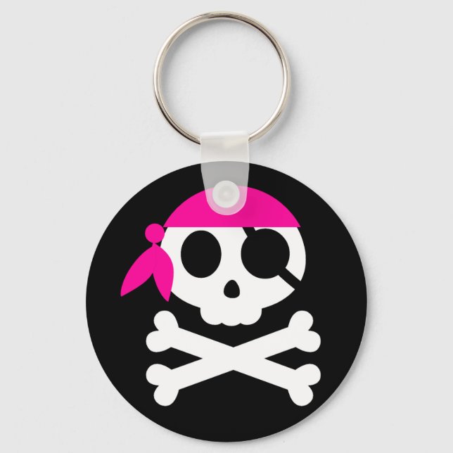 Pirate Skull with Bandanna Key Ring (Front)