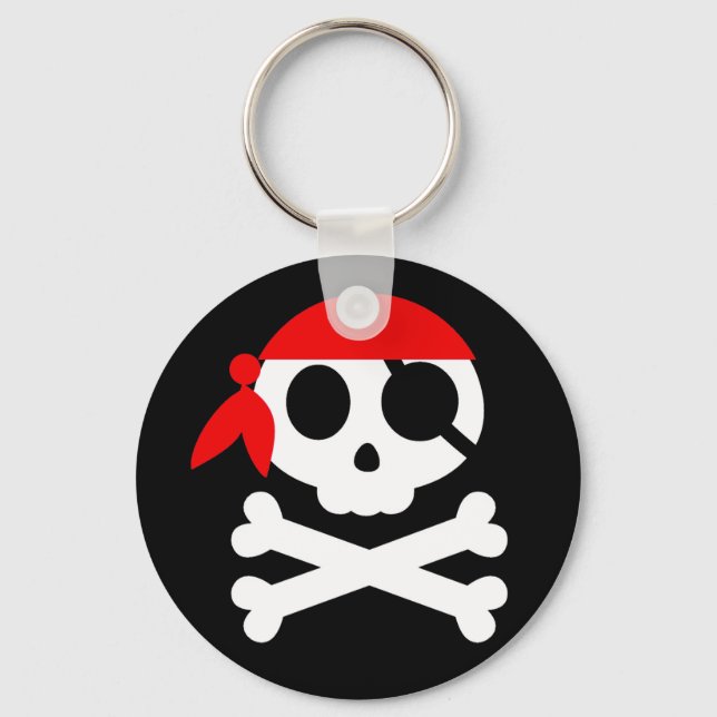 Pirate Skull with Bandanna Key Ring (Front)