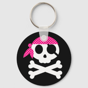 Pirate Skull with Bandanna Key Ring