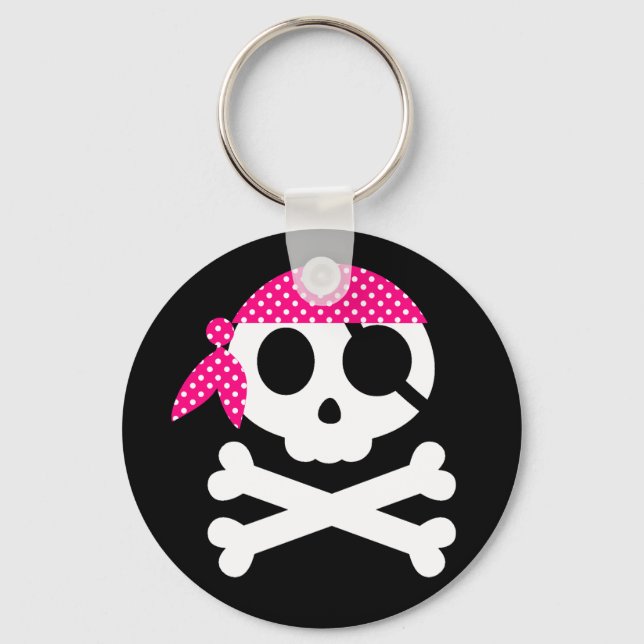 Pirate Skull with Bandanna Key Ring (Front)