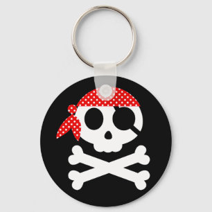 Pirate Skull with Bandanna Key Ring