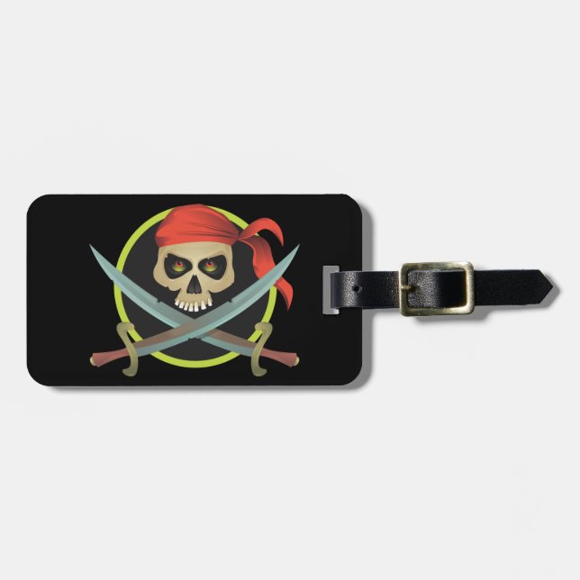 Pirate Skull with Crossed Swords Luggage Tag (Front Horizontal)