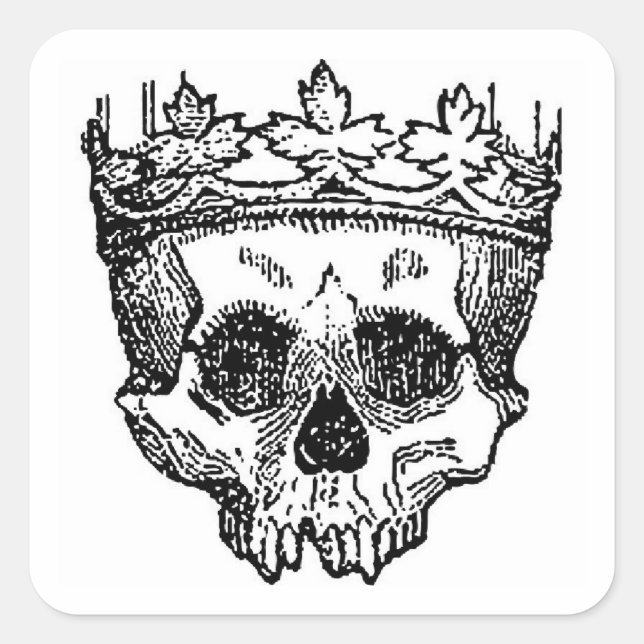 Pirate Skull with Crown Square Sticker (Front)