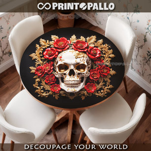 Pirate skull with red flowers tissue paper