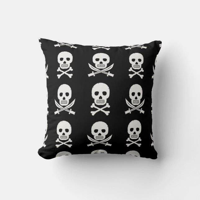 Pirate Skulls Crossbones Seamless Pattern Cushion (Front)