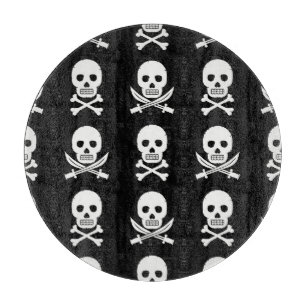Pirate Skulls Crossbones Seamless Pattern Cutting Board