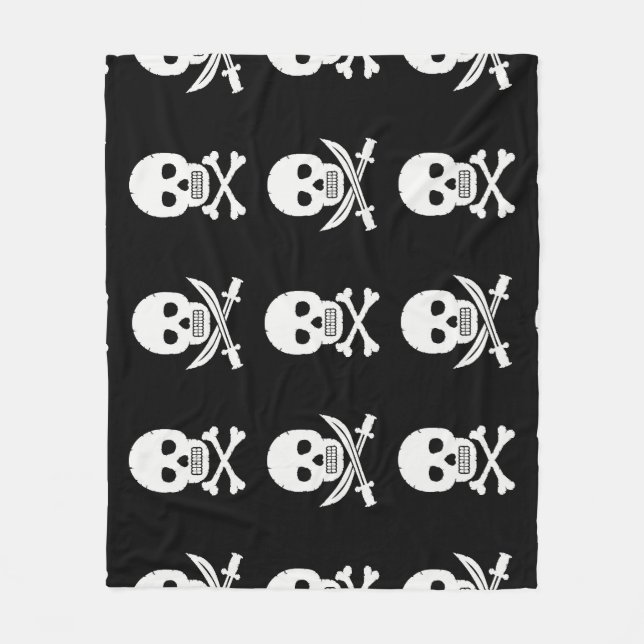 Pirate Skulls Crossbones Seamless Pattern Fleece Blanket (Front)