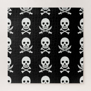 Pirate Skulls Crossbones Seamless Pattern Jigsaw Puzzle