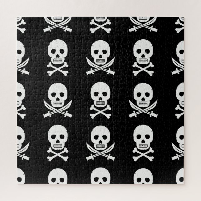 Pirate Skulls Crossbones Seamless Pattern Jigsaw Puzzle (Vertical)