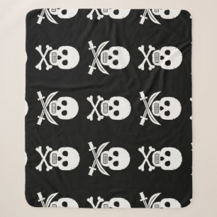 Pirate Skulls Crossbones Seamless Pattern Sherpa Blanket