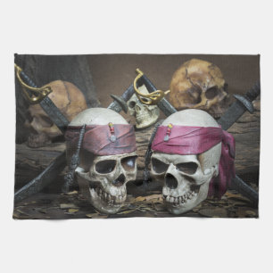 Pirate Skulls kitchen towel