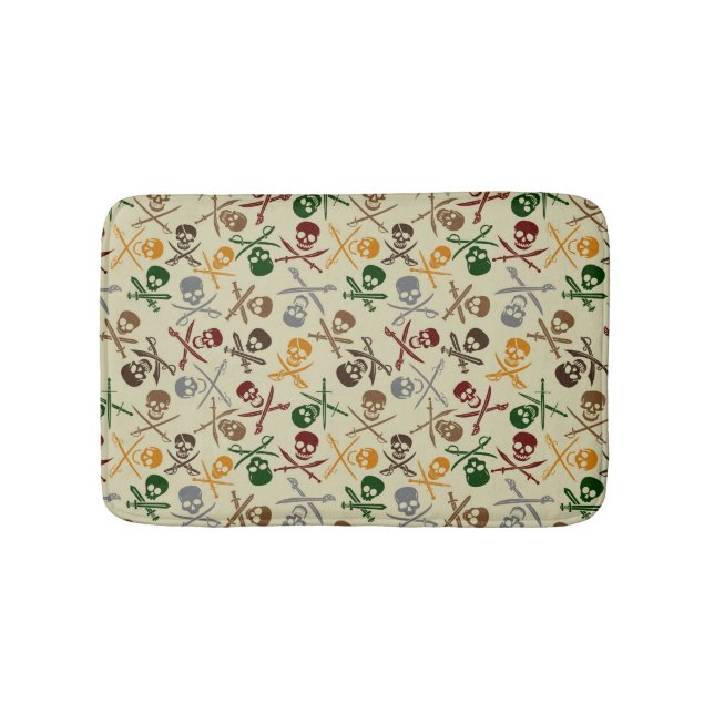 Pirate Skulls with Crossed Swords Bath Mat (Front)