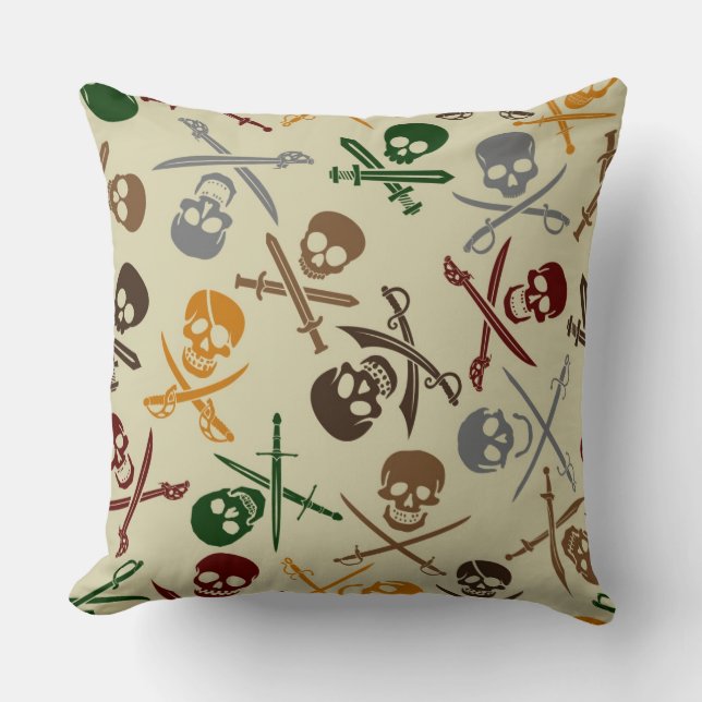 Pirate Skulls with Crossed Swords Cushion (Front)