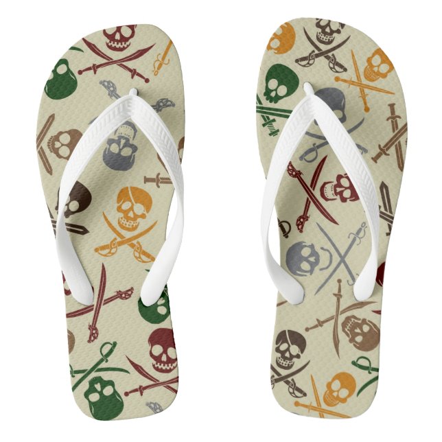 Pirate Skulls with Crossed Swords Jandals (Footbed)