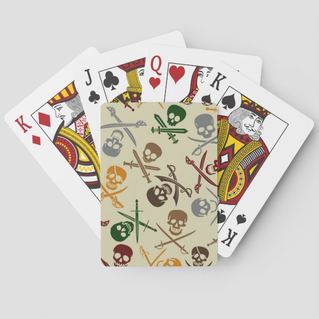 Pirate Skulls with Crossed Swords Playing Cards (Back)