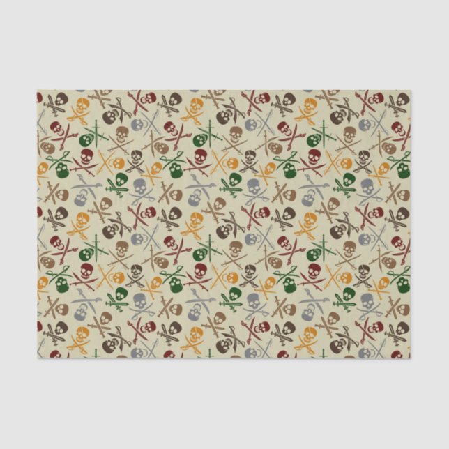 Pirate Skulls with Crossed Swords Tissue Paper (Front)