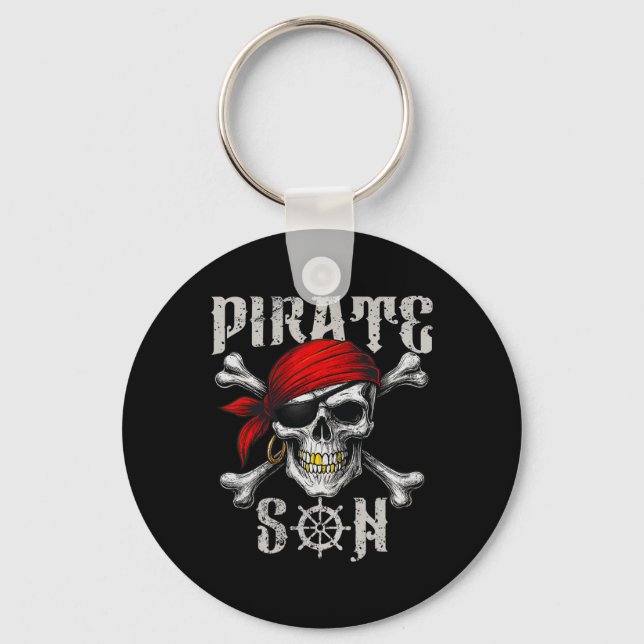 Pirate Son Jolly Roger Flag And Skull Crossbones H Key Ring (Front)