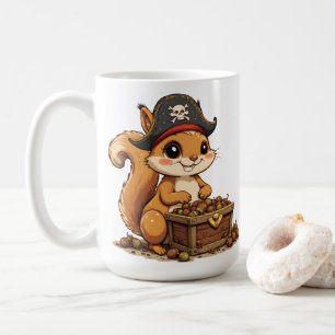 Pirate Squirrel with Acorn Treasure Funny Cute Kid Coffee Mug
