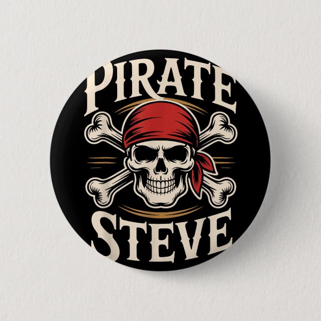 Pirate steve  6 cm round badge (Front)