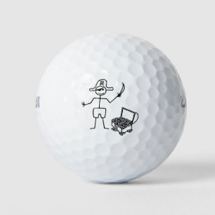 Pirate Stickman With Treasure Chest Golf Balls