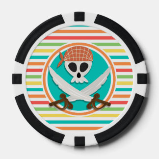 Pirate Swords; Bright Rainbow Stripes Poker Chips