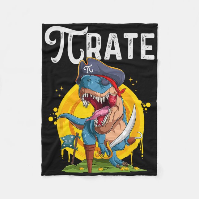 Pirate T-rex Pi Rate Dino Pi Rate Math Geek Funny  Fleece Blanket (Front)