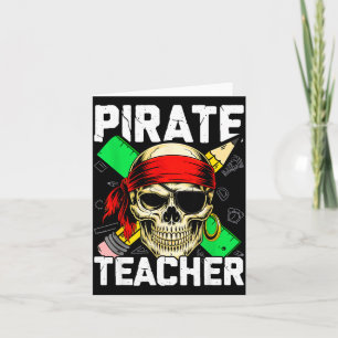 Pirate teacher funny skull card