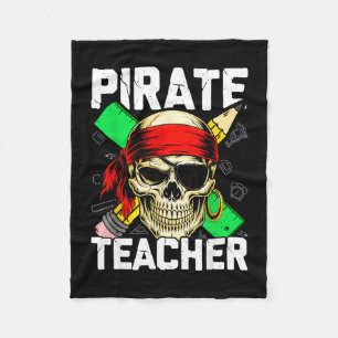 Pirate teacher funny skull fleece blanket