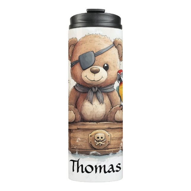 Pirate Teddy Bear Adventure - Customizable Thermal Tumbler (Front)