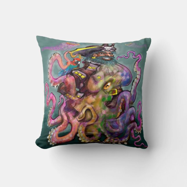 Pirate Tentacles Throw Pillow (Front)