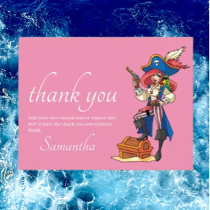 Pirate Thank you Pink Postcard