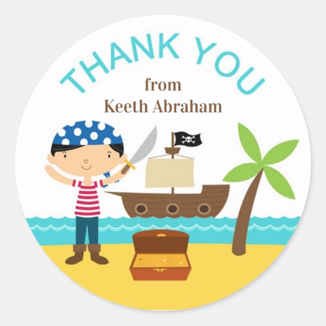 Pirate Thank You Stickers (Front)