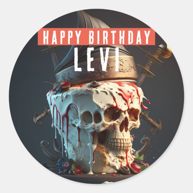 Pirate theme Birthday Classic Round Sticker (Front)