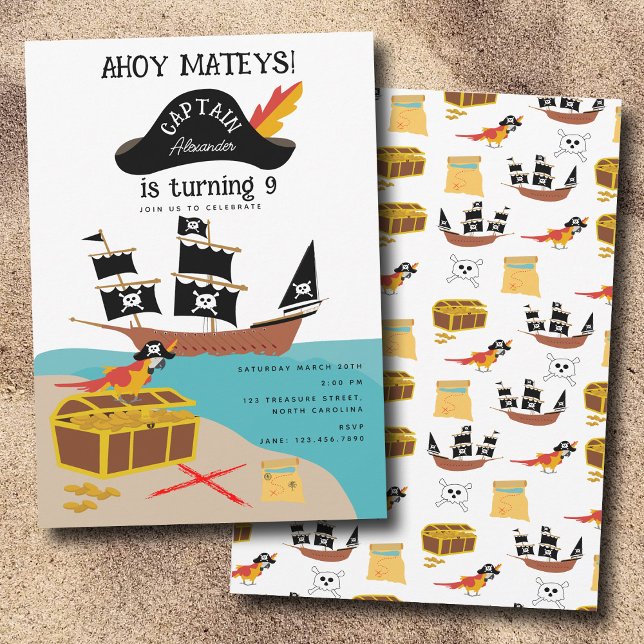 Pirate Theme Birthday Party  Invitation (Pirate Theme Birthday Party Invitation)